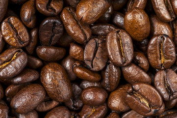 Roasted Coffee beans background.