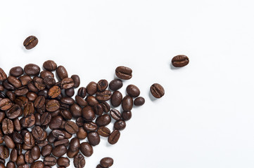 Coffee beans isolated on white background.