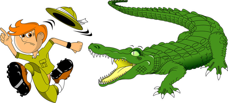 Crocodile and hunter