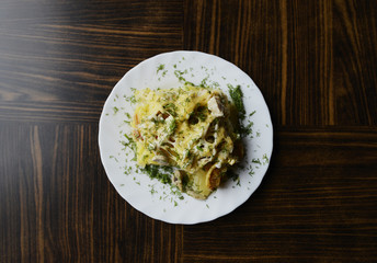 baked potato with chicken and cheese