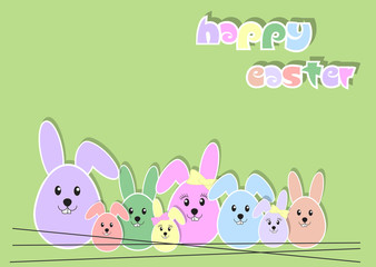 Obraz na płótnie Canvas Hasenfamilie - Happy Easter - Vektor Grafik