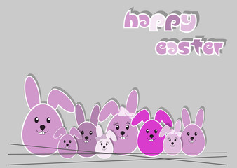 Hasenfamilie - Happy Easter - Vektor Grafik