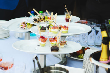 Fruit Dessert in Plastic Glasses