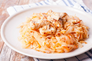 Cooked cabbage with meat