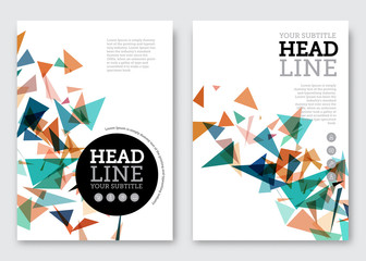 Vector brochure design template. Business abstract background with triangles, flyer, poster, banner design. A4 size.