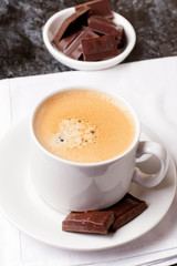 freshly made espresso shot with chocolate