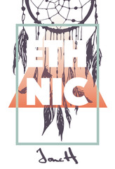 Ethnic print with slogan on it, in vector