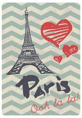 Fototapeta na wymiar Retro Style Paris love vector print