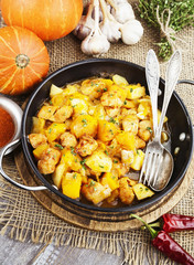 Stewed turkey with pumpkin and potatoes