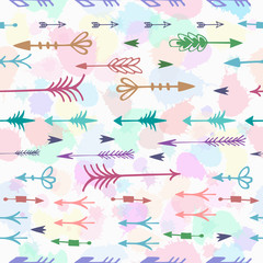 Tribal arrows boho seamless pattern. Ethnic geometric print. Background texture. Fabric, cloth design, wallpaper, wrapping