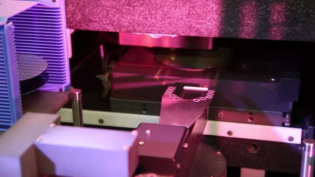 Microelectronic testing equipment in work in the science laboratory