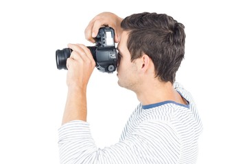 Man taking picture with professional camera