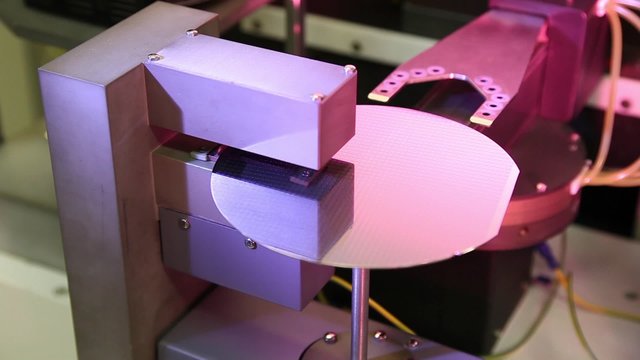 Microelectronic testing equipment in work in the science laboratory