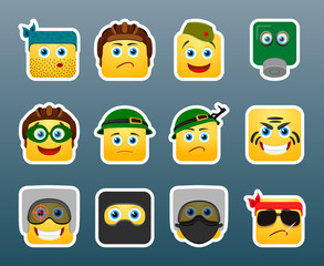 Military smile stickers set