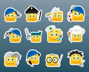 Professions smile stickers