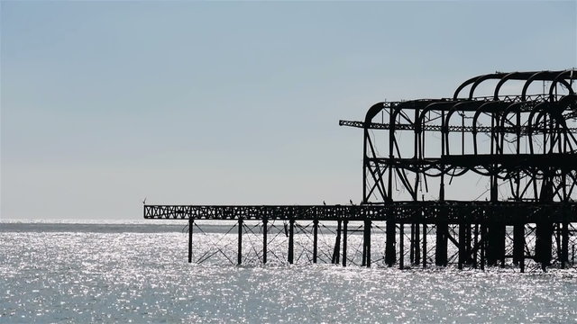 The dilapidated West Pier found off the south English seaside town of Brighton. 