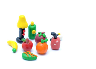 Clay Rubber fruits in isolated