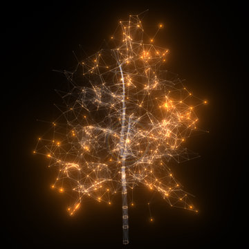 Abstract background with concept communications. Glowing tree.