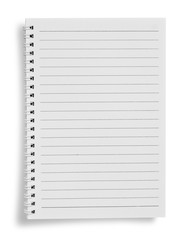 close up of a piece of note paper on white background with clipping path