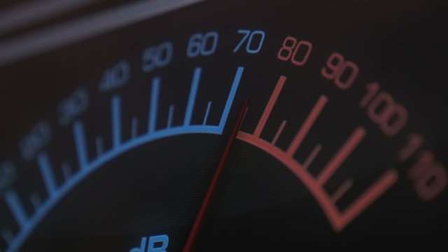 A DB or VU meter measuring sound.
