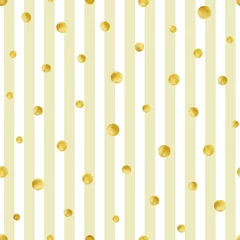 Tapeten Nahtloses Muster mit handgemalten Goldkreisen. Goldenes Tupfenmuster © olgamurkot