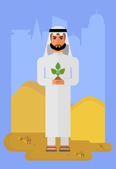 arabian  man with plant