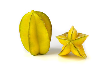 Yellow Carambola Star fruit isolated on white background