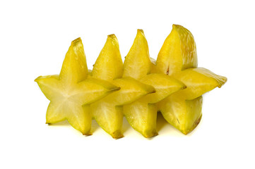 Fototapeta premium Averrhoa carambola starfruit served, composition isolated over white background