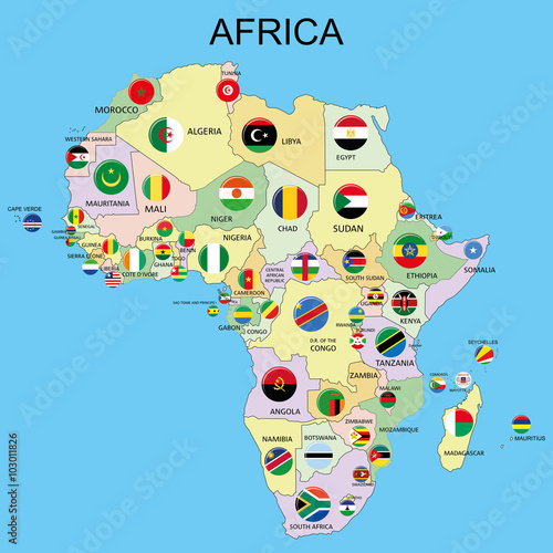 "Africa - Flags on the Map/ Vector illustration EPS10. " Stock image