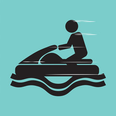 Jet Ski Sport Sign Vector Illustration.