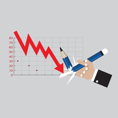 Stock Shares Fall Vector Illustration.