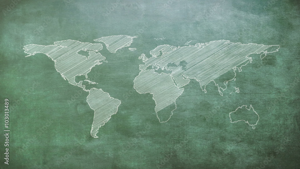 Poster grey shape of world map