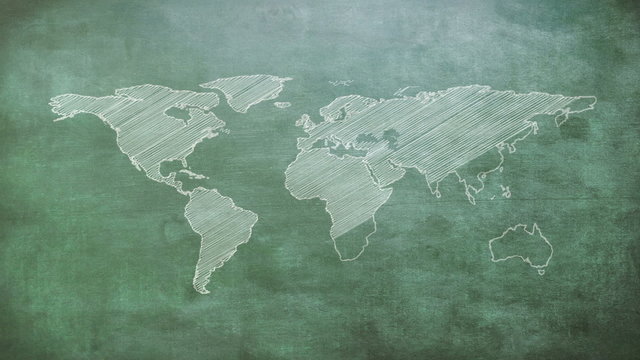 Grey shape of world map