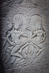 Fototapeta na wymiar Bas relief in Banteay Srei, Cambodia