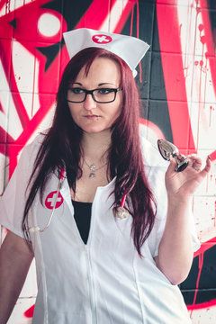 nurse with butt plug