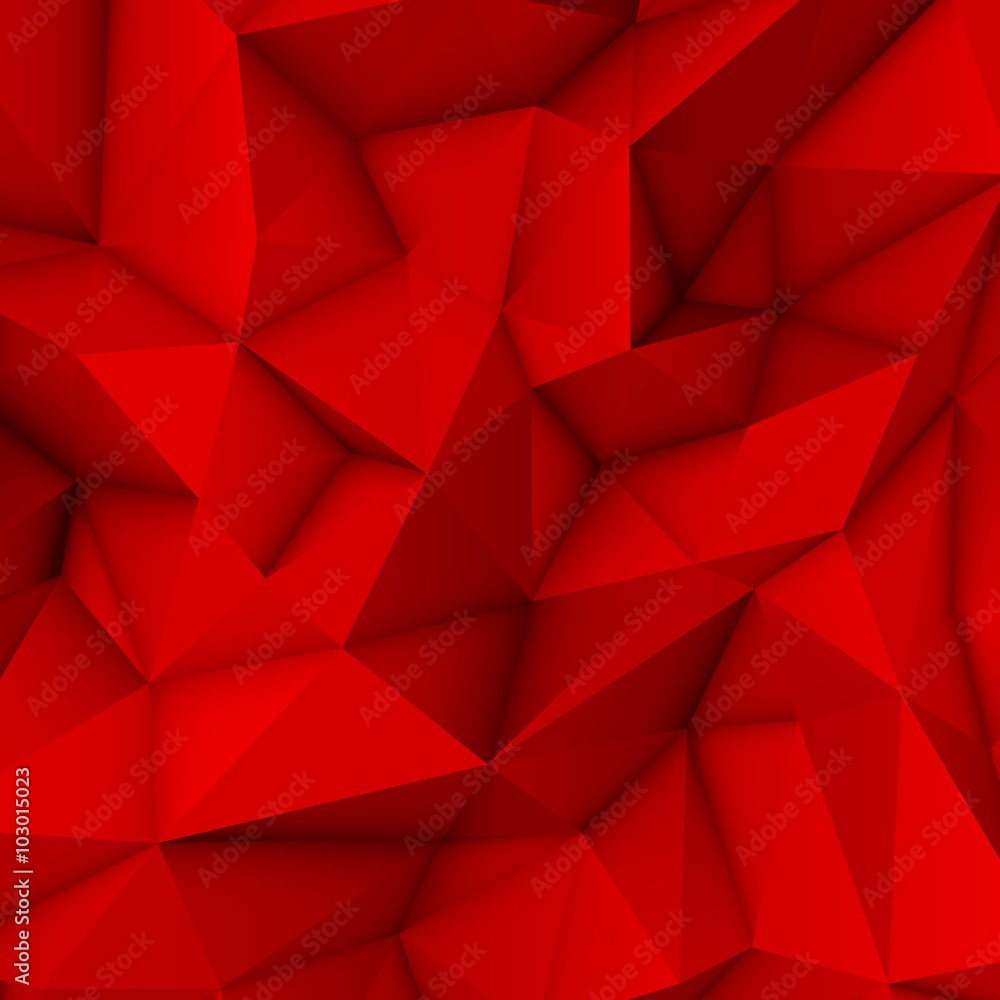 Aufkleber red abstract low-poly, polygonal triangular mosaic background for design concepts, posters, banners,