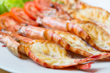 Grilled shrimp on plate