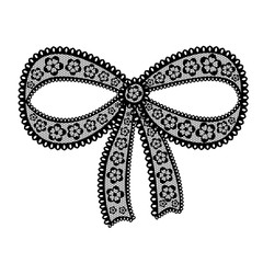 Decorative lacy bow on white background