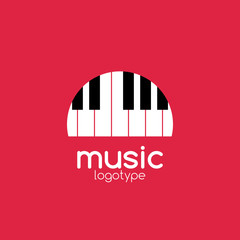 Vector minimalistic music piano logo. Music trendy symbol