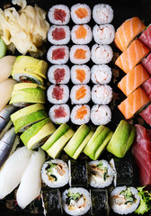 Set of sushi as background