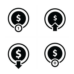 coin and bubbles icon set
