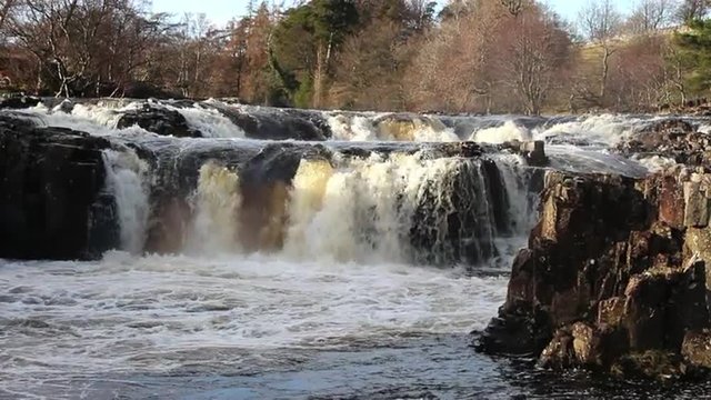 Scenic view of Low Force waterfall on the River Tees, County Durham, UK