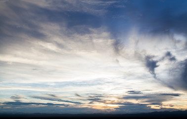 colorful dramatic sky with cloud at sunset