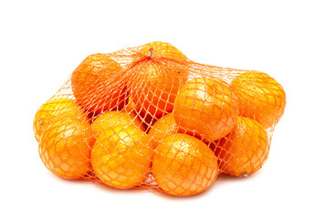 Tangerines in a grid on a white background