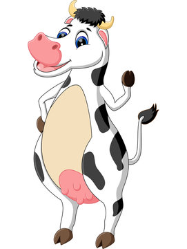 illustration of cute baby cow cartoon