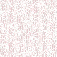 Seamless white lace on pink background
