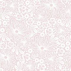 Fototapeta premium Seamless white lace on pink background