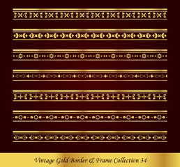 Vintage Gold Border Frame Vector Collection 34
