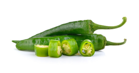 green chili pepper on white background