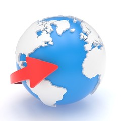 Fototapeta premium Arrow and Earth globe. 3d render